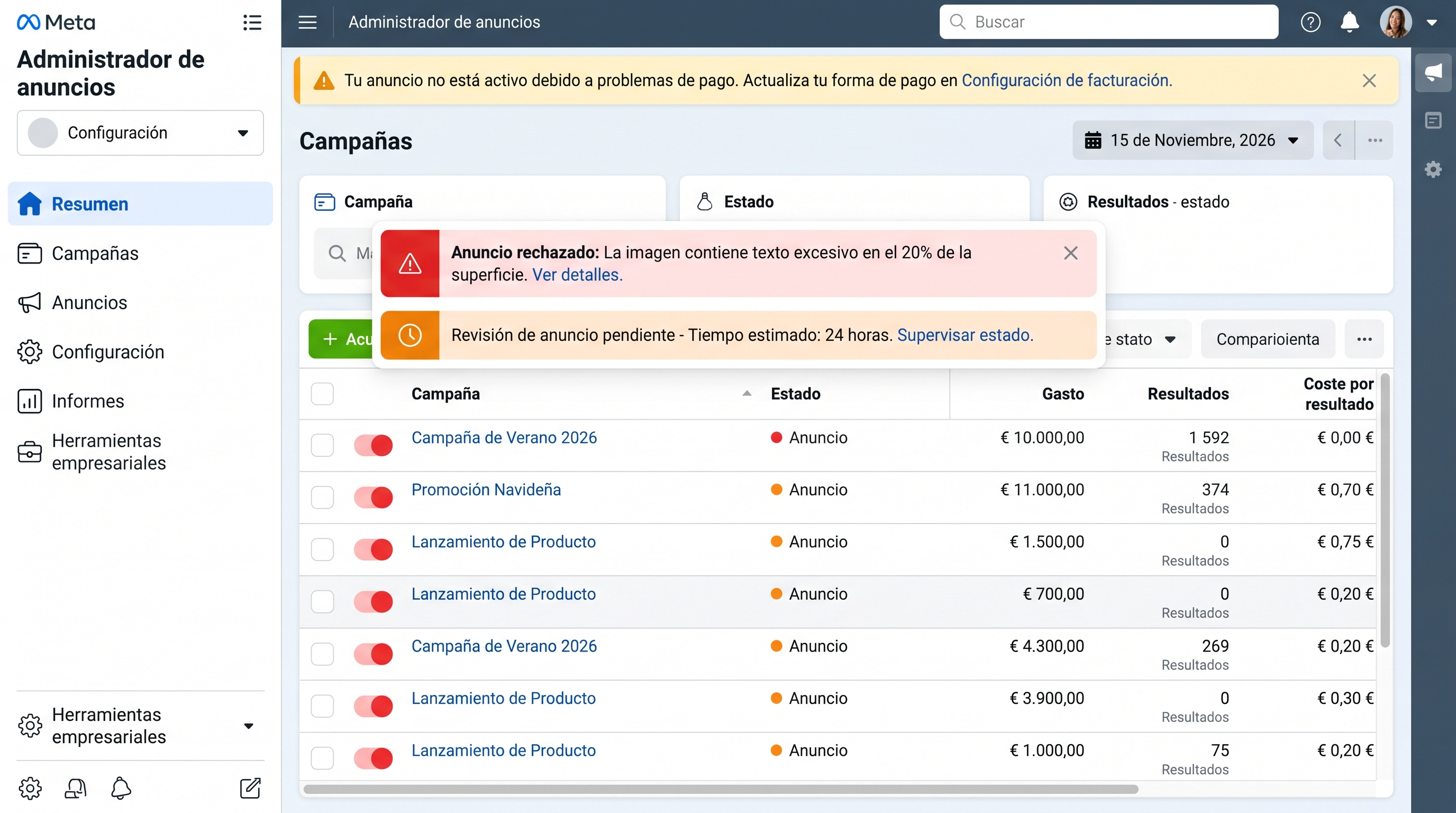 Errores comunes en Meta Ads